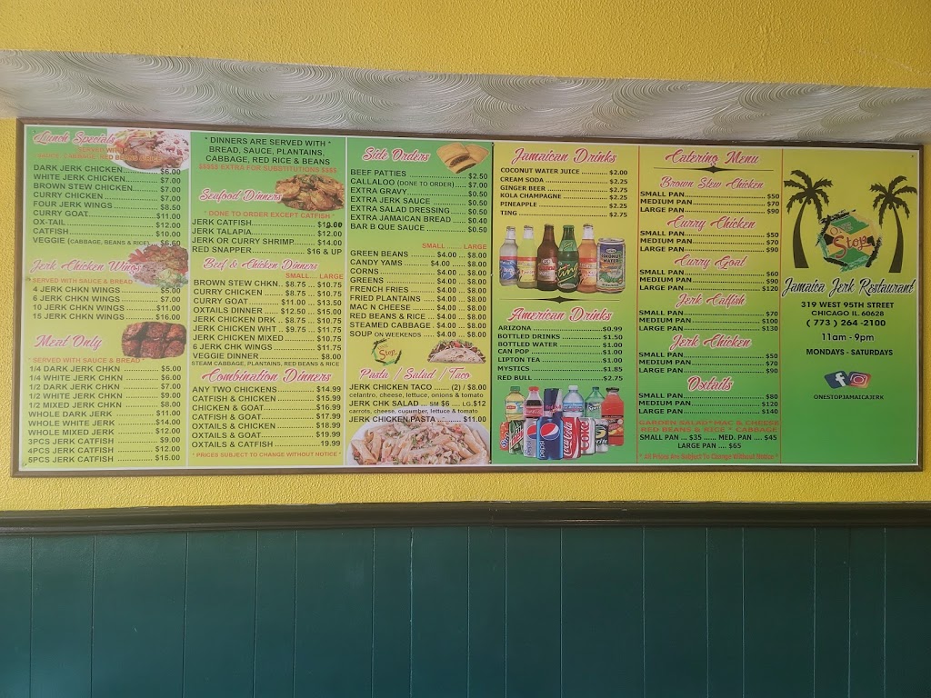 One Stop Jamaica Jerk | restaurant | 1849 E 79th St, Chicago, IL 60649, United States | 7732642100 OR +1 773-264-2100