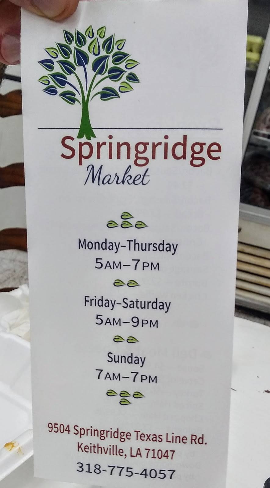 Springridge Market | restaurant | 9545 Springridge-Texas Line Rd, Keithville, LA 71047, USA | 3187754057 OR +1 318-775-4057