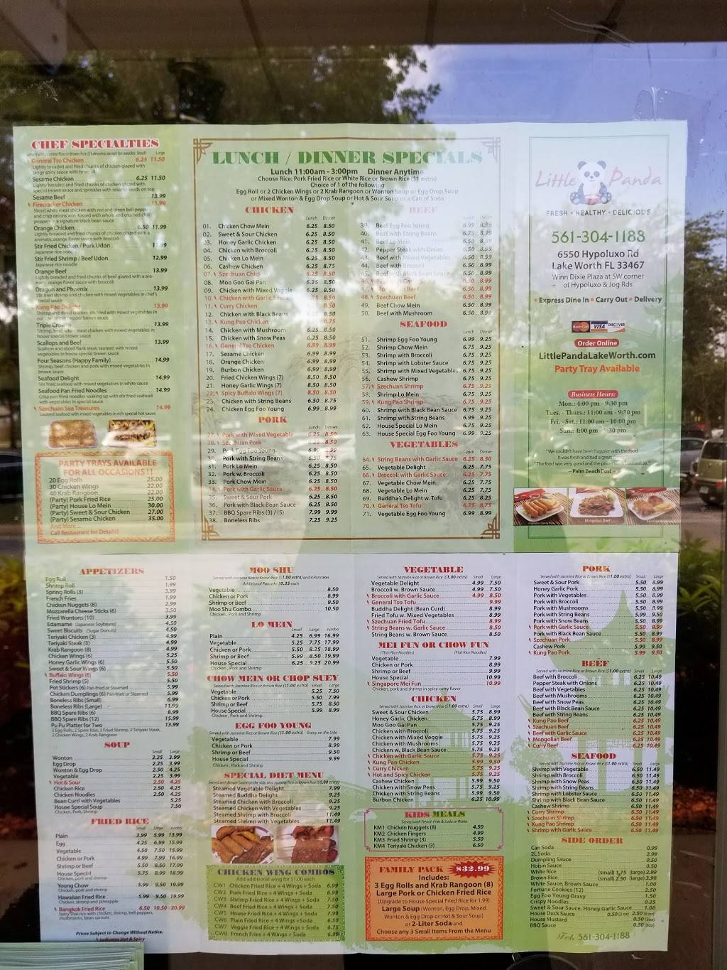 Little Panda | restaurant | 6550 Hypoluxo Rd, Lake Worth, FL 33467, USA | 5613041188 OR +1 561-304-1188
