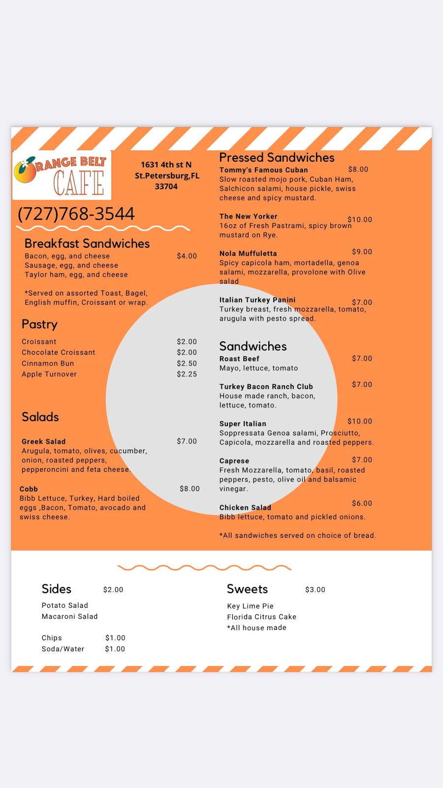 ORANGE BELT CAFE | restaurant | 1631 4th St N, St. Petersburg, FL 33704, USA | 7277683544 OR +1 727-768-3544
