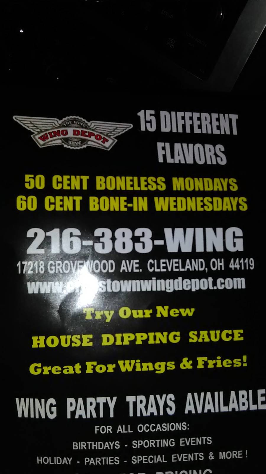 Wing Depot | restaurant | 17218 Grovewood Ave, Cleveland, OH 44119, USA | 2163839464 OR +1 216-383-9464