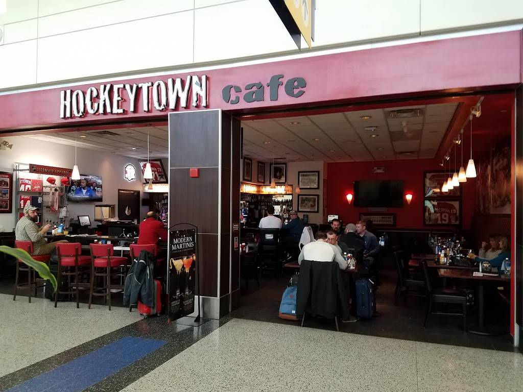 Hockeytown Cafe | cafe | Between Gates D12 and D14, North Terminal, W G Rogell Dr, Detroit, MI 48242, USA | 7342476887 OR +1 734-247-6887
