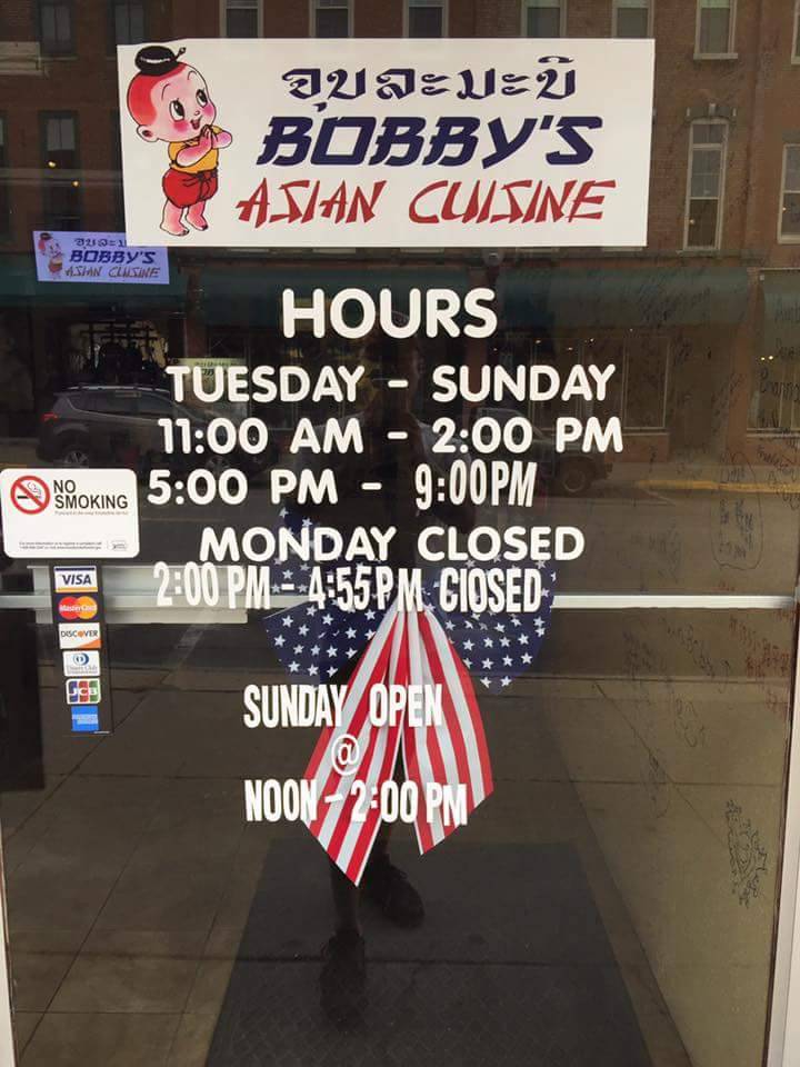 Bobbys Asian Cuisine | restaurant | 205 W 2nd St, Muscatine, IA 52761, USA | 3194005565 OR +1 319-400-5565