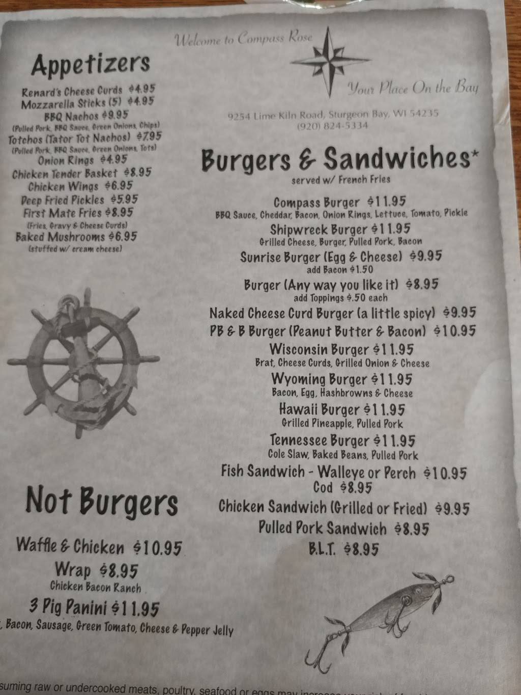 compass rose | restaurant | 9254 Lime Kiln Rd, Sturgeon Bay, WI 54235, USA | 9208245334 OR +1 920-824-5334