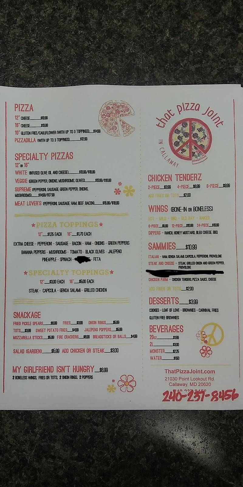 That Pizza Joint | restaurant | 21030 Point Lookout Rd, Callaway, MD 20620, USA | 2402378456 OR +1 240-237-8456