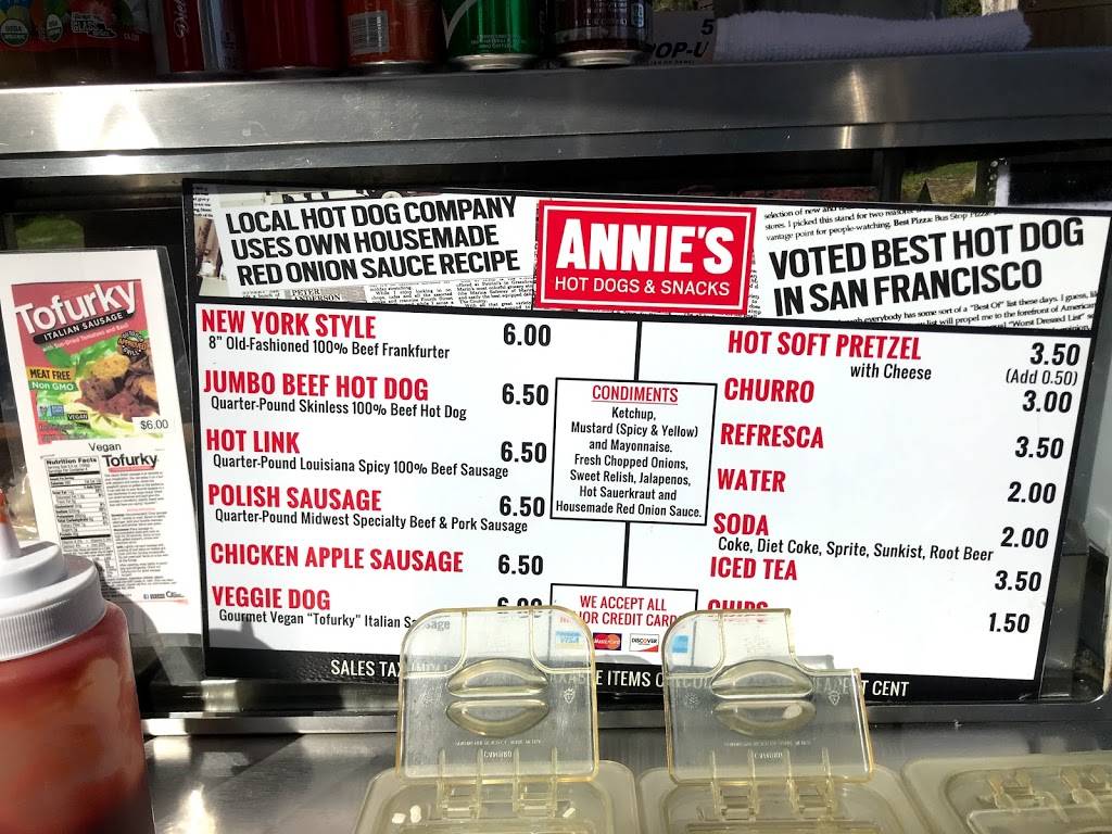 Annies Hot Dogs | restaurant | 1330 25th St, San Francisco, CA 94107, USA | 4158610778 OR +1 415-861-0778