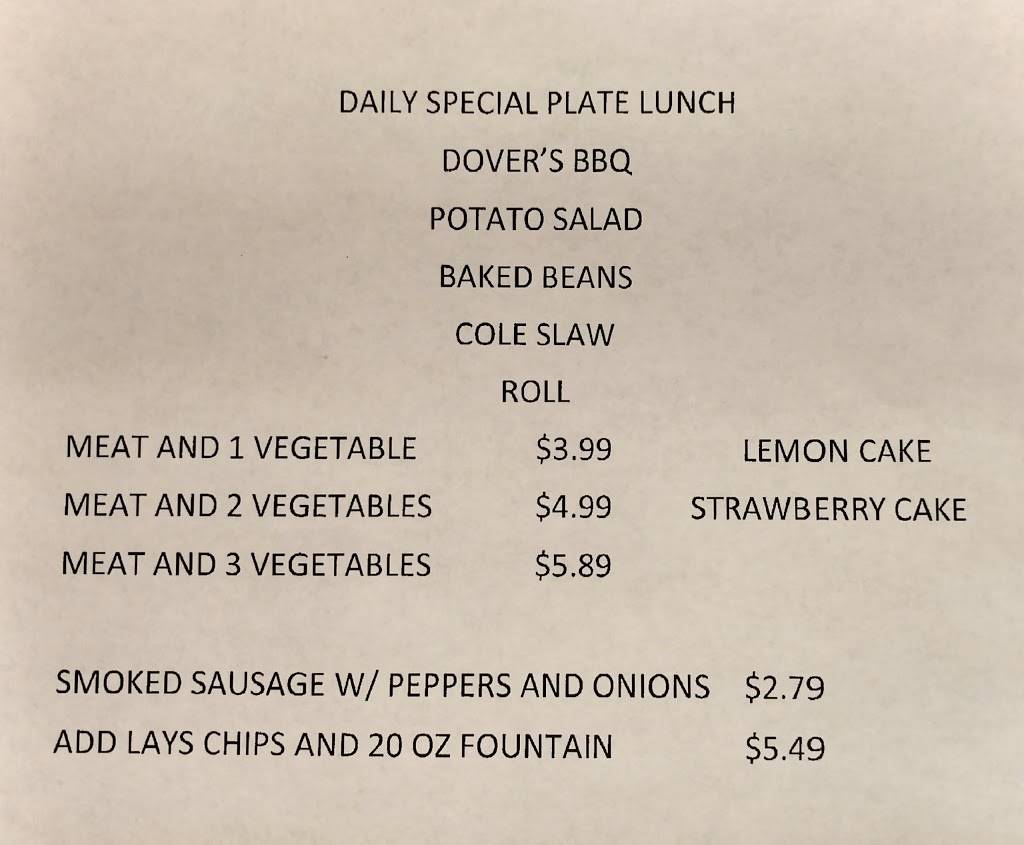 Dovers BBQ | restaurant | 45687 AL-277, Stevenson, AL 35772, USA | 2564372917 OR +1 256-437-2917