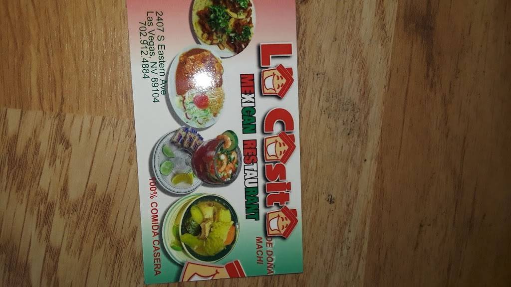 La Casita De Dona Machi | restaurant | 2407 S Eastern Ave, Las Vegas, NV 89104, USA | 7029124884 OR +1 702-912-4884