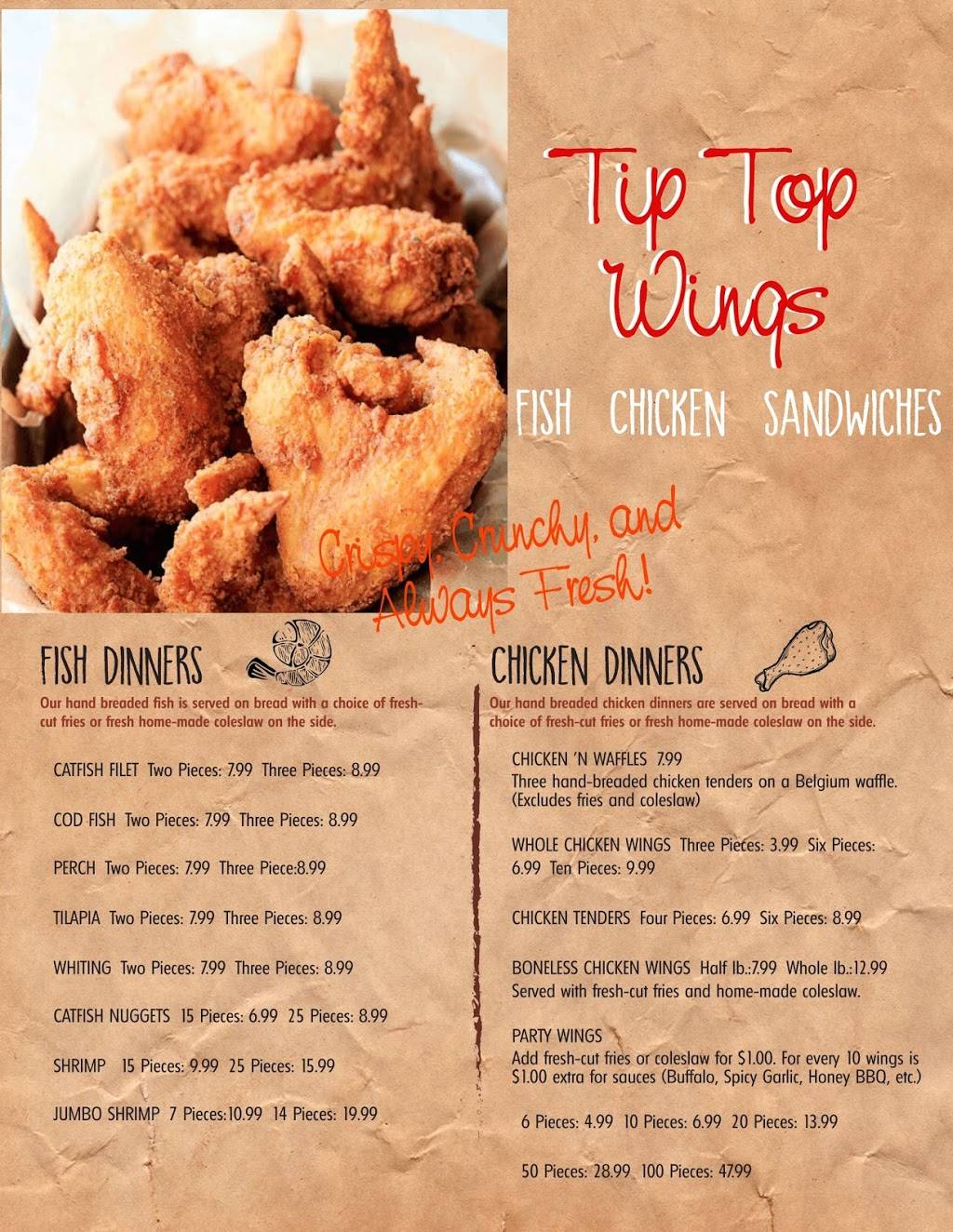 Tip Top Wings | restaurant | 9557 Mangham Dr, Cincinnati, OH 45215, USA | 5138733034 OR +1 513-873-3034