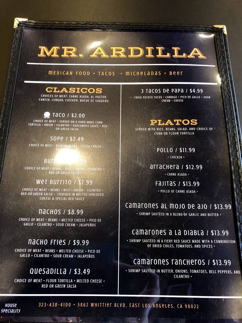 Mr. Ardilla Mexican Restaurant | restaurant | 5862 Whittier Blvd, East Los Angeles, CA 90022, USA | 3234304100 OR +1 323-430-4100