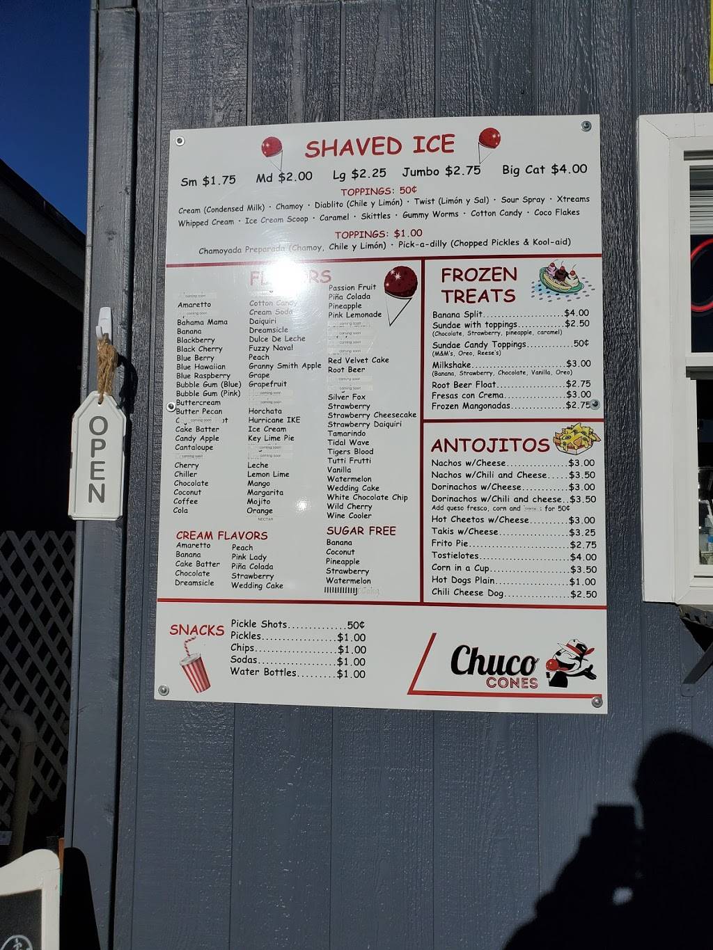 Chuco Cones | restaurant | 6740 Doniphan Dr, Canutillo, TX 79835, USA | 2814502219 OR +1 281-450-2219