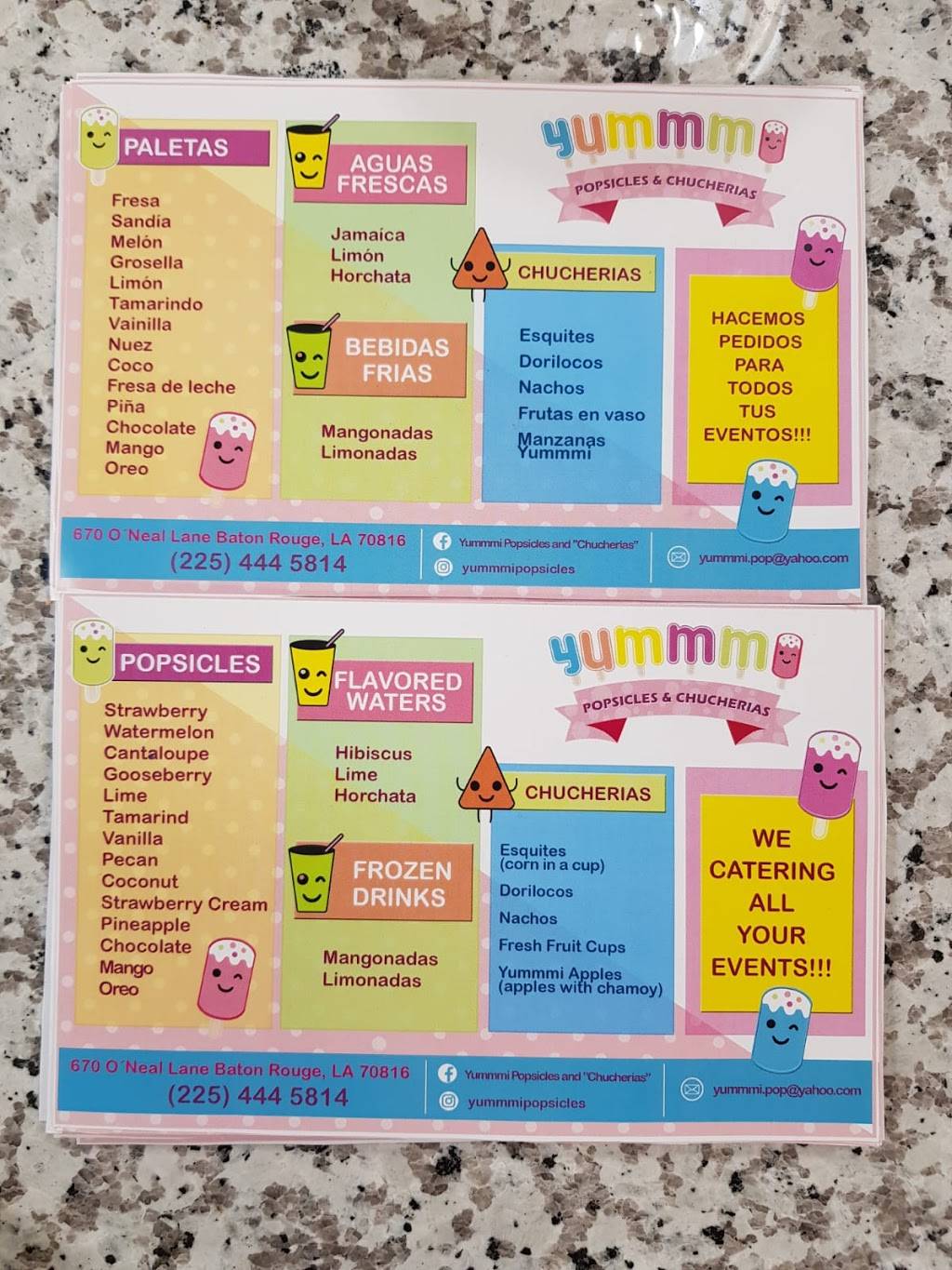 Yummmi Popsicles & Chucherias | restaurant | 670 ONeal Ln, Baton Rouge, LA 70816, USA | 2254445814 OR +1 225-444-5814