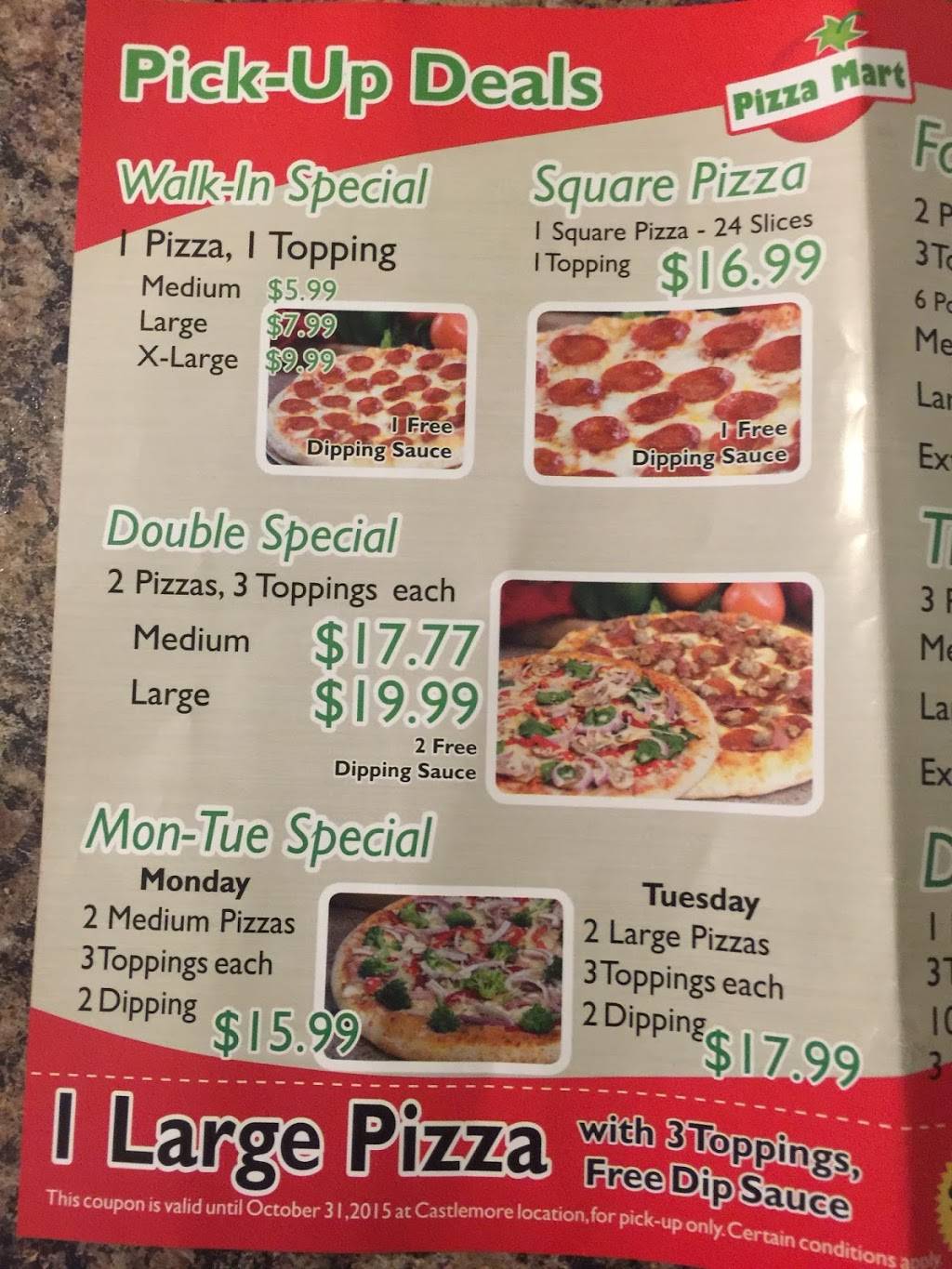 Pizza Mart | restaurant | 4550 Ebenezer Rd, Brampton, ON L6P 2R2, Canada | 9055006000 OR +1 905-500-6000