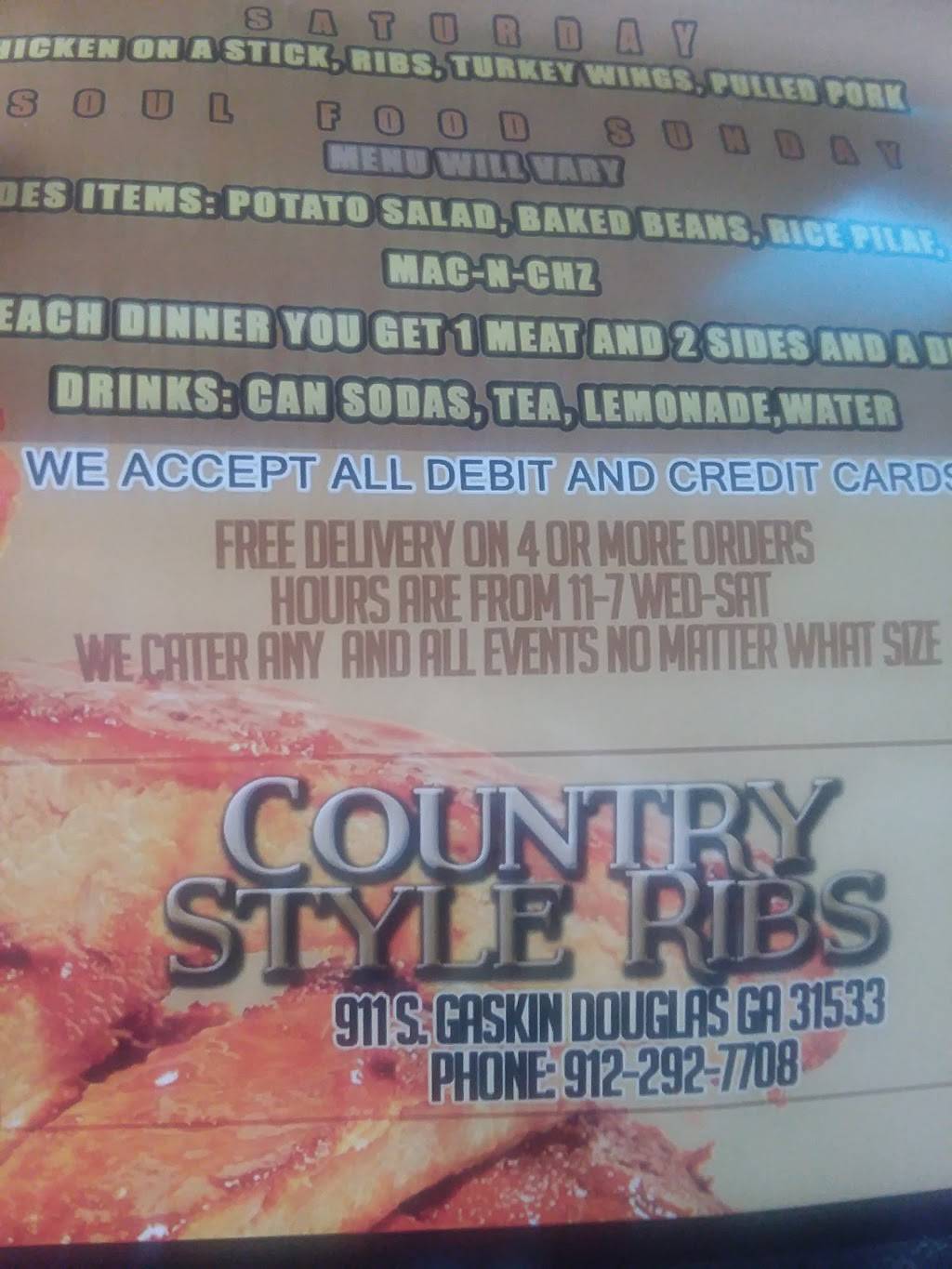 Country Style Ribs | restaurant | 911 Gaskin Ave S, Douglas, GA 31533, USA | 9122927708 OR +1 912-292-7708