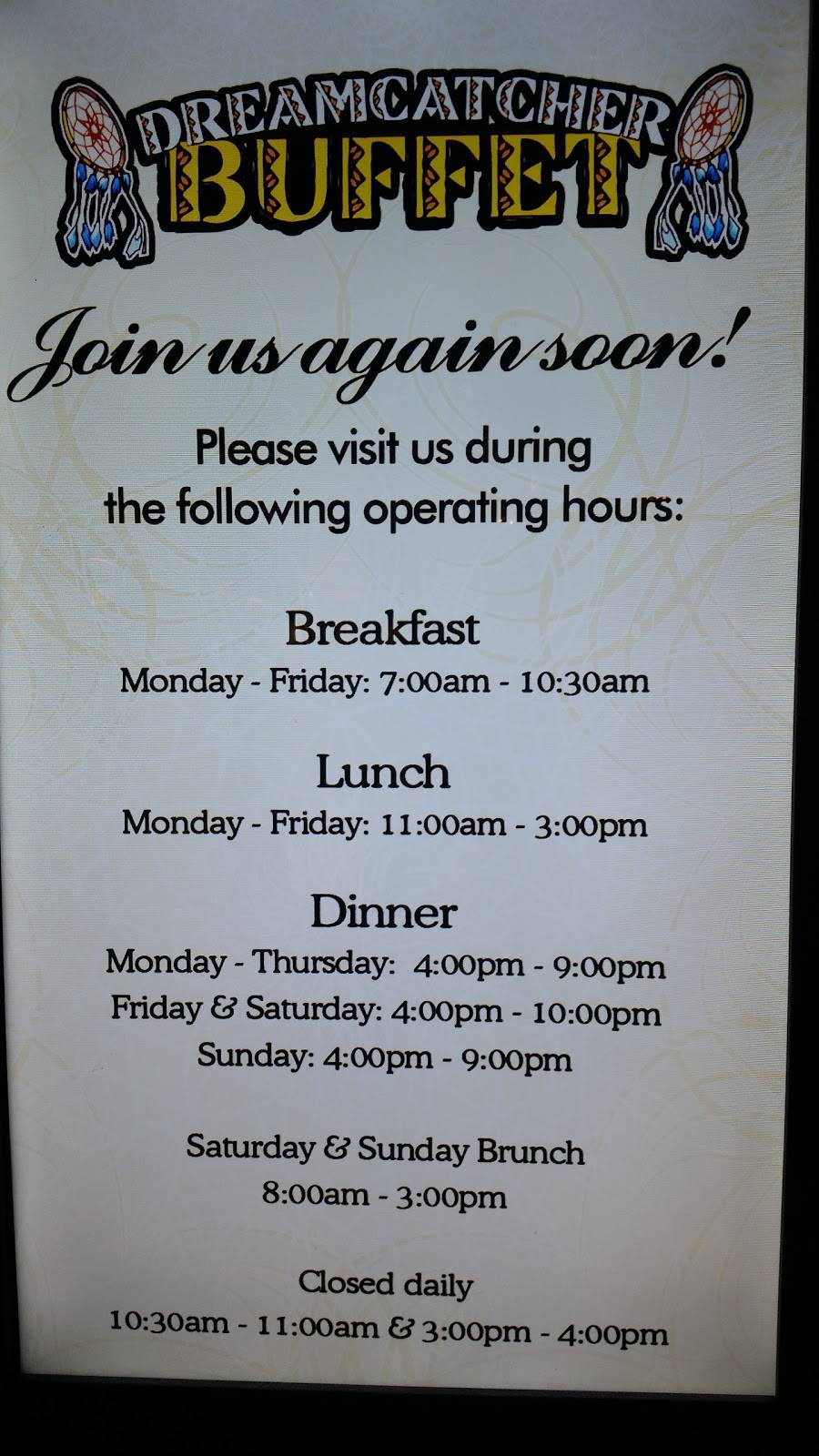 Dreamcatcher Buffet-Feather | restaurant | 3 Alverda Dr, Oroville, CA 95966, USA | 5305333885 OR +1 530-533-3885