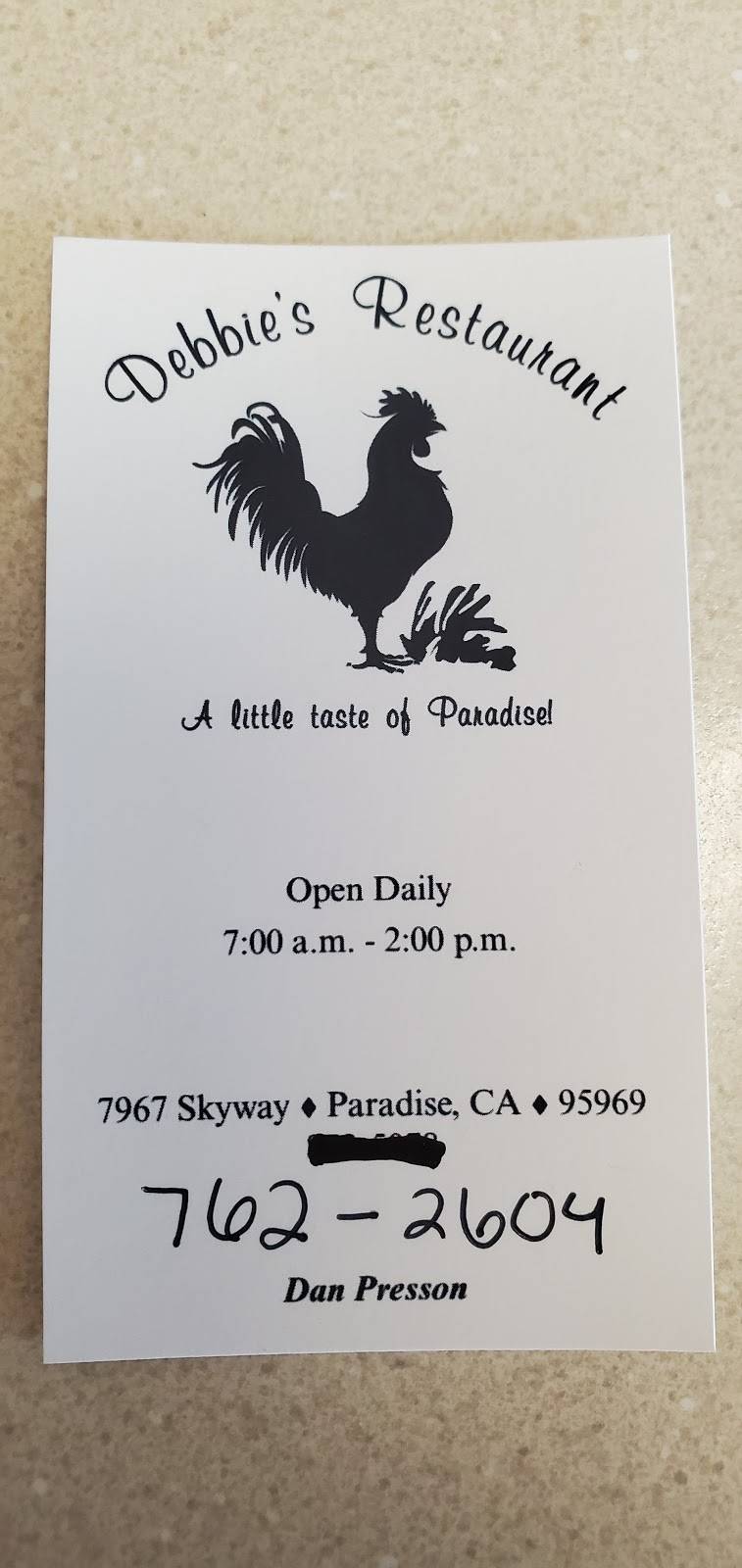 Debbies | restaurant | 7967 Skyway Rd A, Paradise, CA 95969, USA | 5307622604 OR +1 530-762-2604