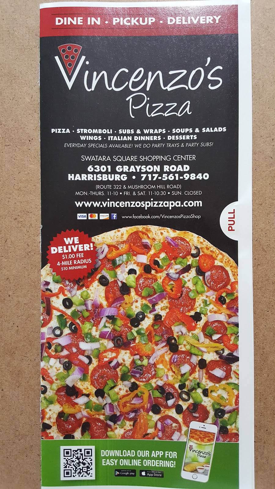 Vincenzos Pizza | restaurant | 6301 Grayson Rd, Harrisburg, PA 17111, USA | 7174738482 OR +1 717-473-8482