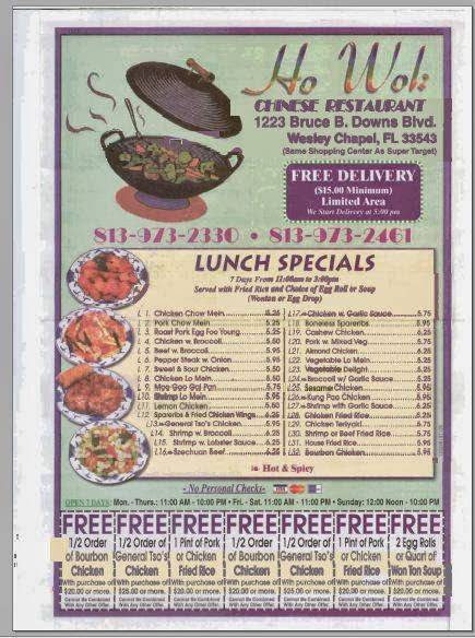 Ho Wok | restaurant | 1223 Bruce B Downs Blvd, Wesley Chapel, FL 33544, USA | 8139732330 OR +1 813-973-2330