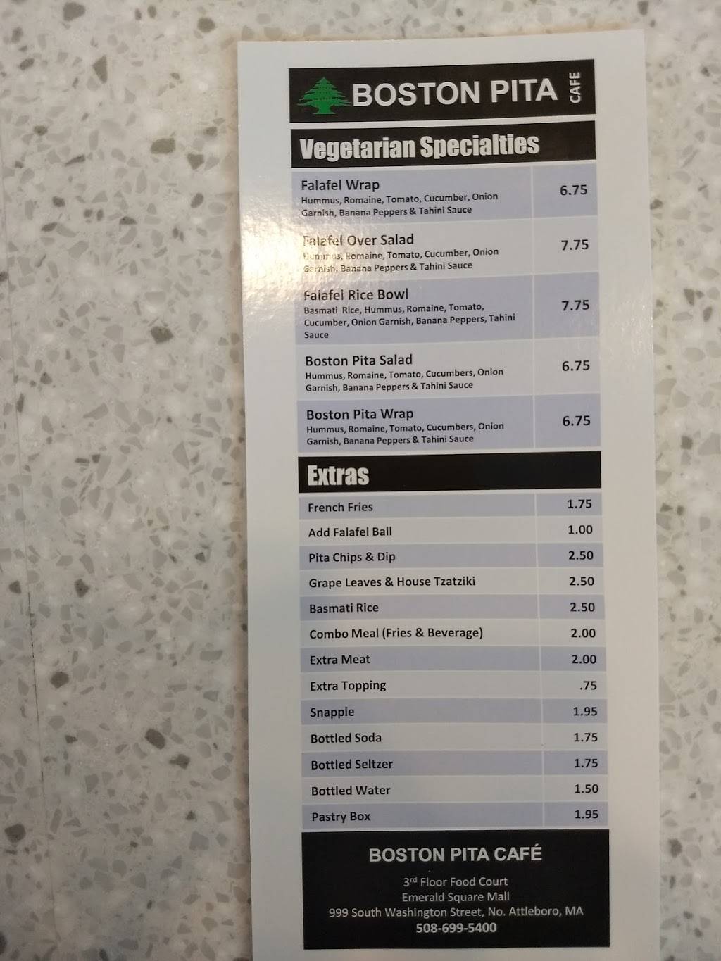 Boston Pita Cafe | restaurant | 1009 S Washington St, North Attleborough, MA 02760, USA | 5086995400 OR +1 508-699-5400