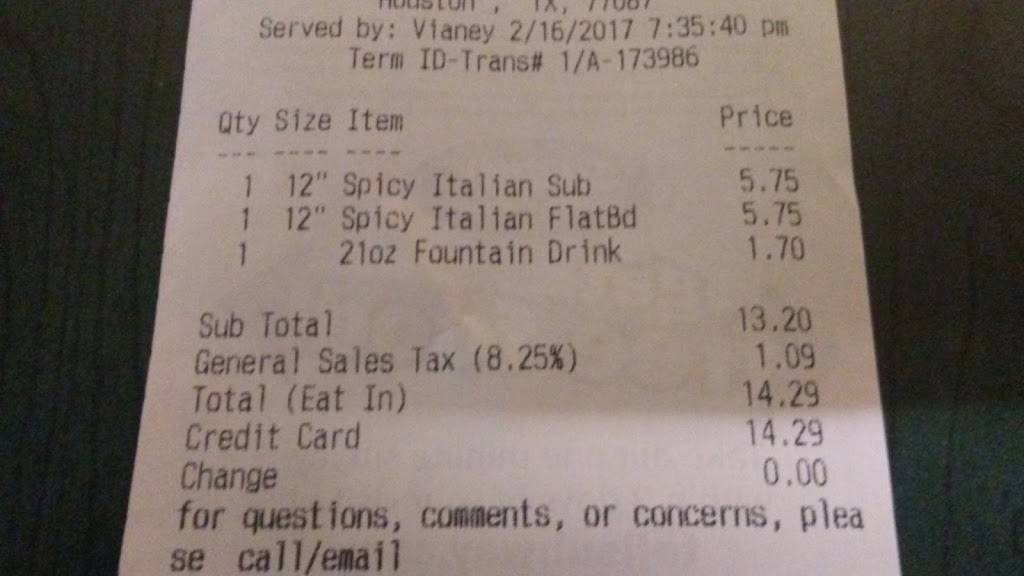 Subway Restaurants | restaurant | 6888 Gulf Fwy #620, Houston, TX 77087, USA | 7136416888 OR +1 713-641-6888