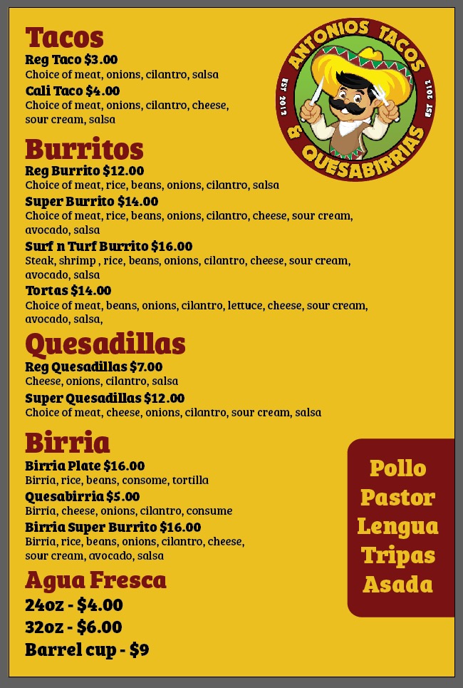 Antonios Tacos & Quesabirrias | restaurant | 500 Bancroft Ave, San Leandro, CA 94577, USA | 2092526556 OR +1 209-252-6556