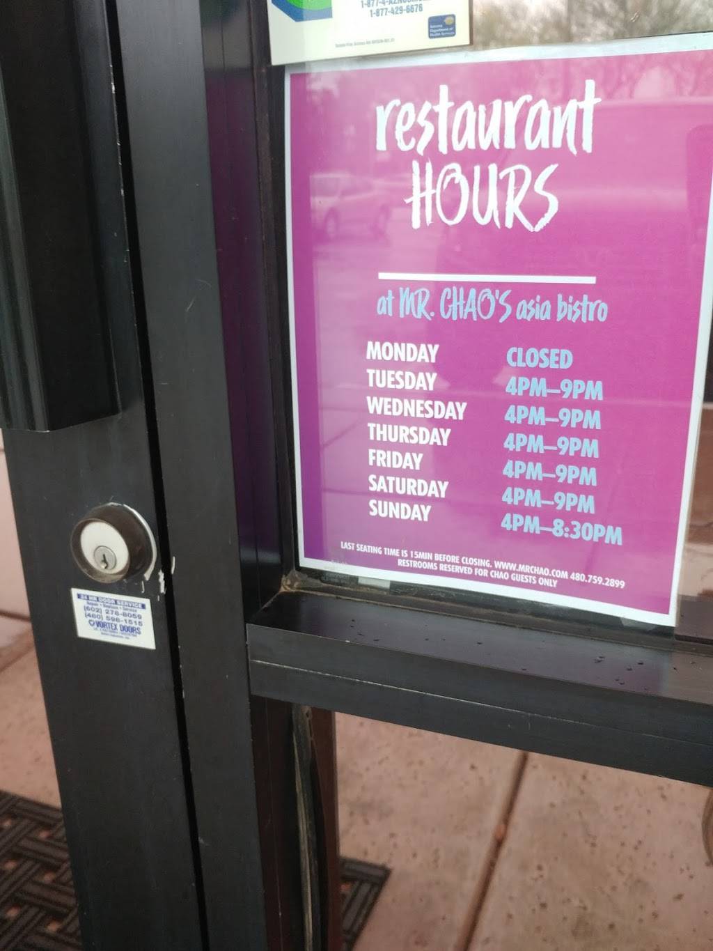 Mr. Chaos Asia Bistro | restaurant | 4232 E Chandler Blvd # 9, Phoenix, AZ 85048, USA | 4807592899 OR +1 480-759-2899