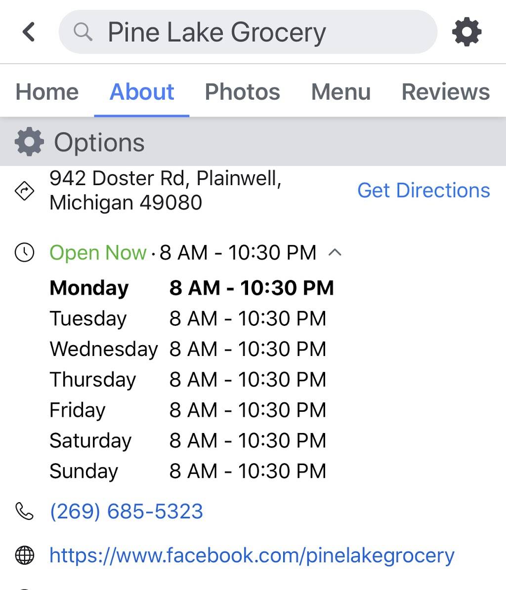 Pine Lake Grocery | restaurant | 942 Doster Rd, Plainwell, MI 49080, USA | 2696855323 OR +1 269-685-5323