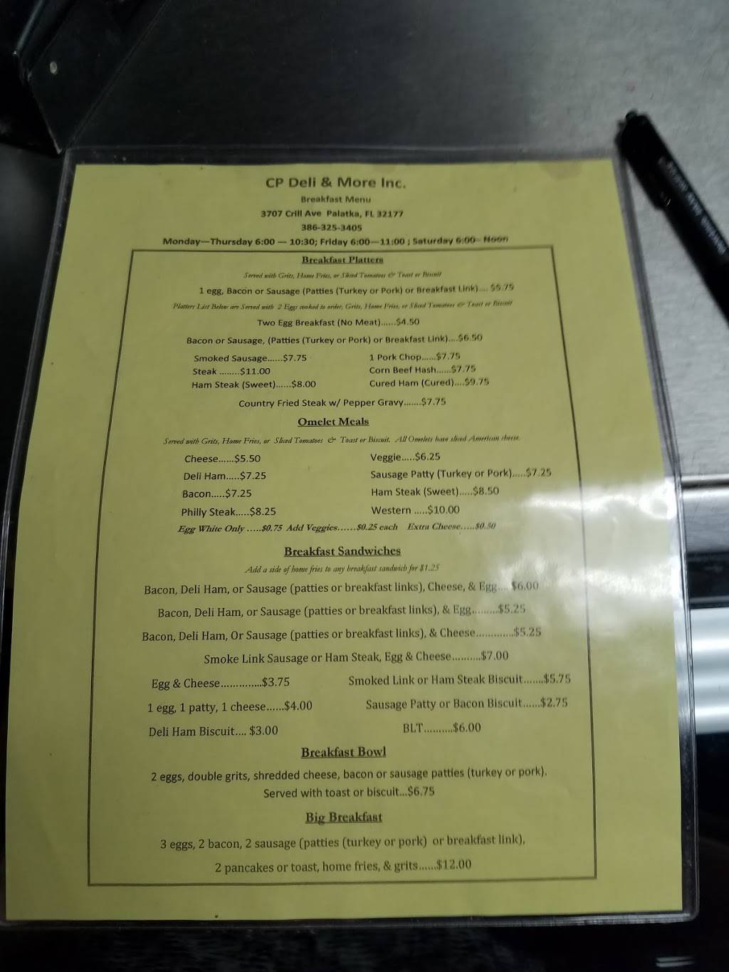 C P Deli | restaurant | 3707 Crill Ave, Palatka, FL 32177, USA | 3863281199 OR +1 386-328-1199