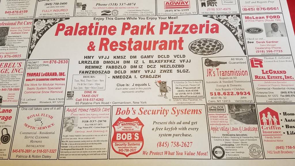 Palatine Park Pizza | restaurant | 85 Palatine Park Rd, Germantown, NY 12526, USA | 5185376262 OR +1 518-537-6262