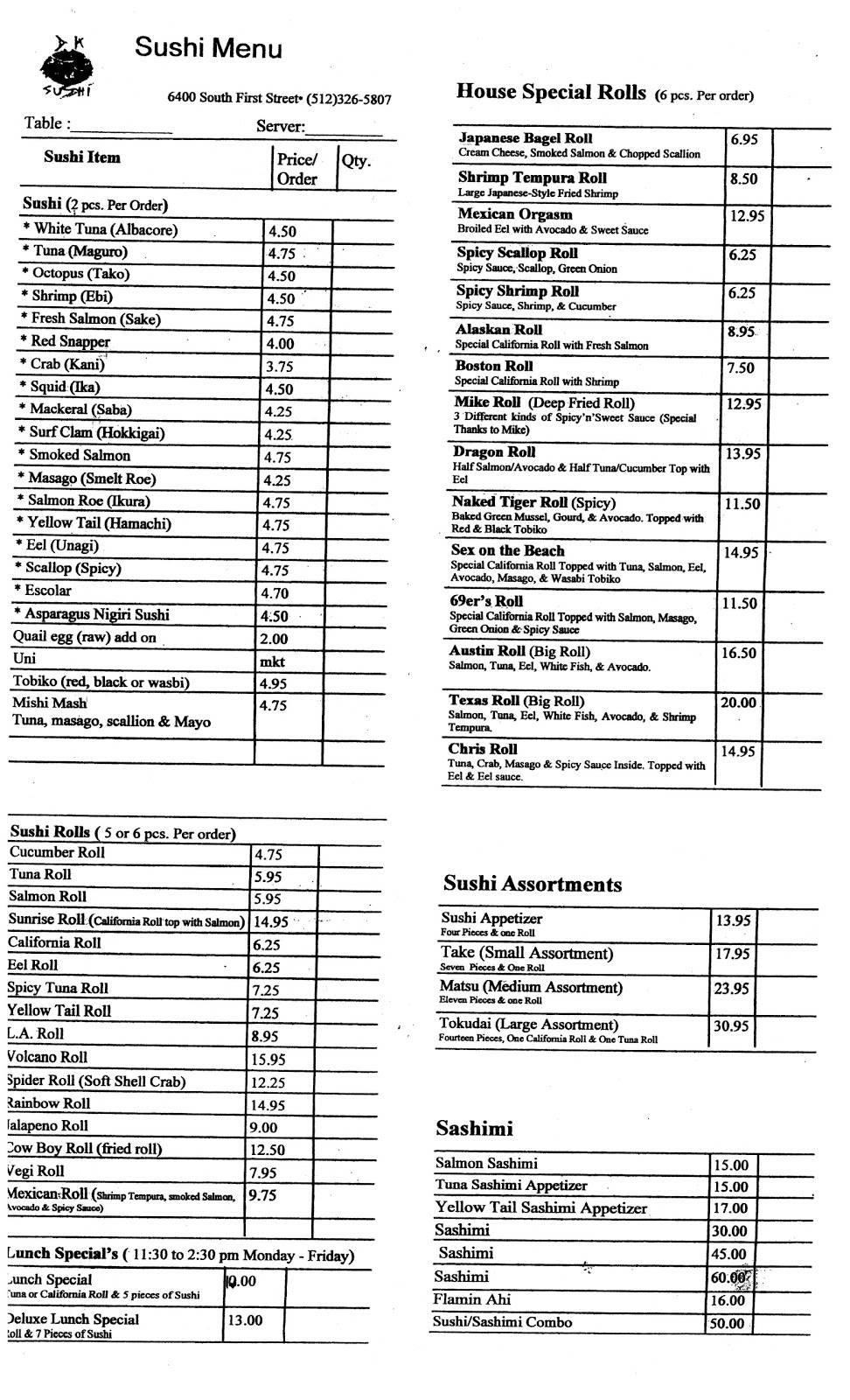 Seoul Restaurant & DKs Sushi Bar | restaurant | 6400 S 1st St, Austin, TX 78745, USA | 5123265807 OR +1 512-326-5807