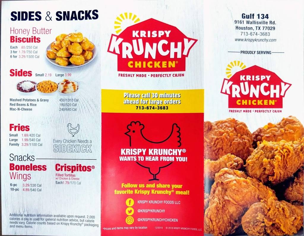 Krispy Krunchy Chicken | restaurant | 9161 Wallisville Rd, Houston, TX 77029, USA | 7136743683 OR +1 713-674-3683