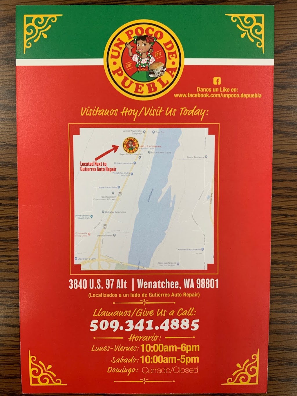 Un poco de Puebla | restaurant | 3840 US-97 ALT, Wenatchee, WA 98801, USA | 5093414885 OR +1 509-341-4885