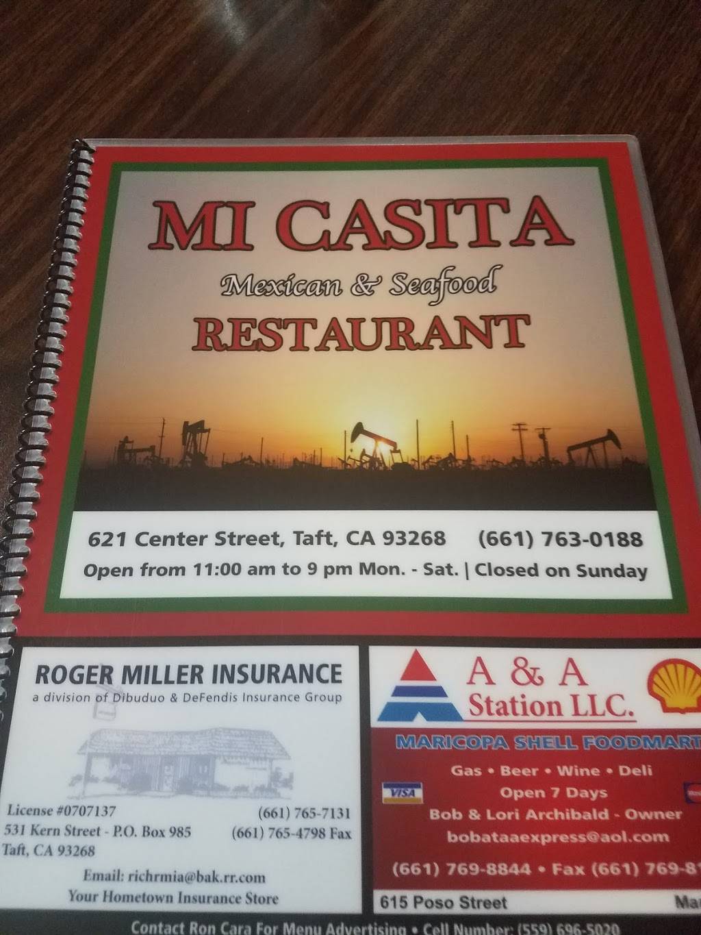 Mi Casita | restaurant | 621 Center St, Taft, CA 93268, USA | 6617630188 OR +1 661-763-0188