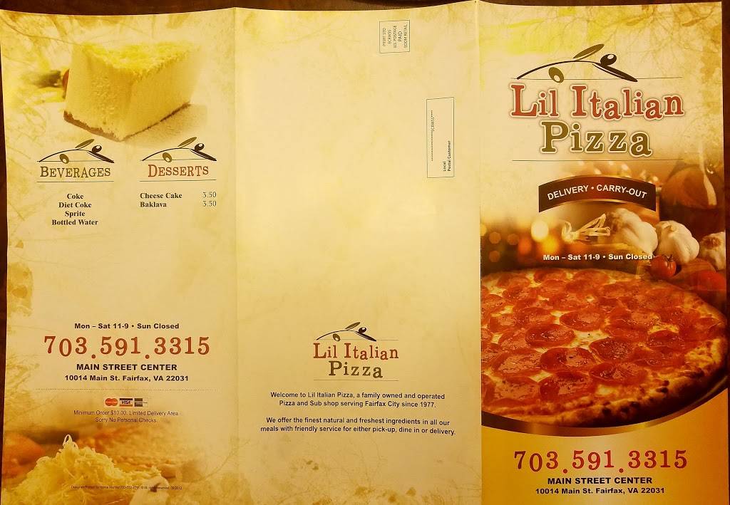 Lil Italian Pizza | restaurant | 10014 Main St, Fairfax, VA 22031, USA | 7035913315 OR +1 703-591-3315