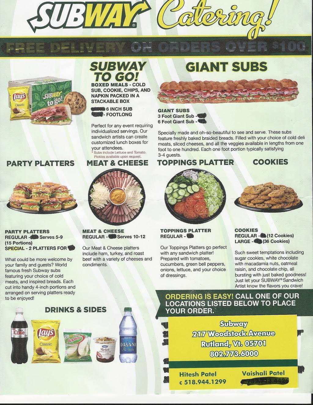 Subway | restaurant | 217 Woodstock Ave, Rutland, VT 05701, USA | 8027736000 OR +1 802-773-6000