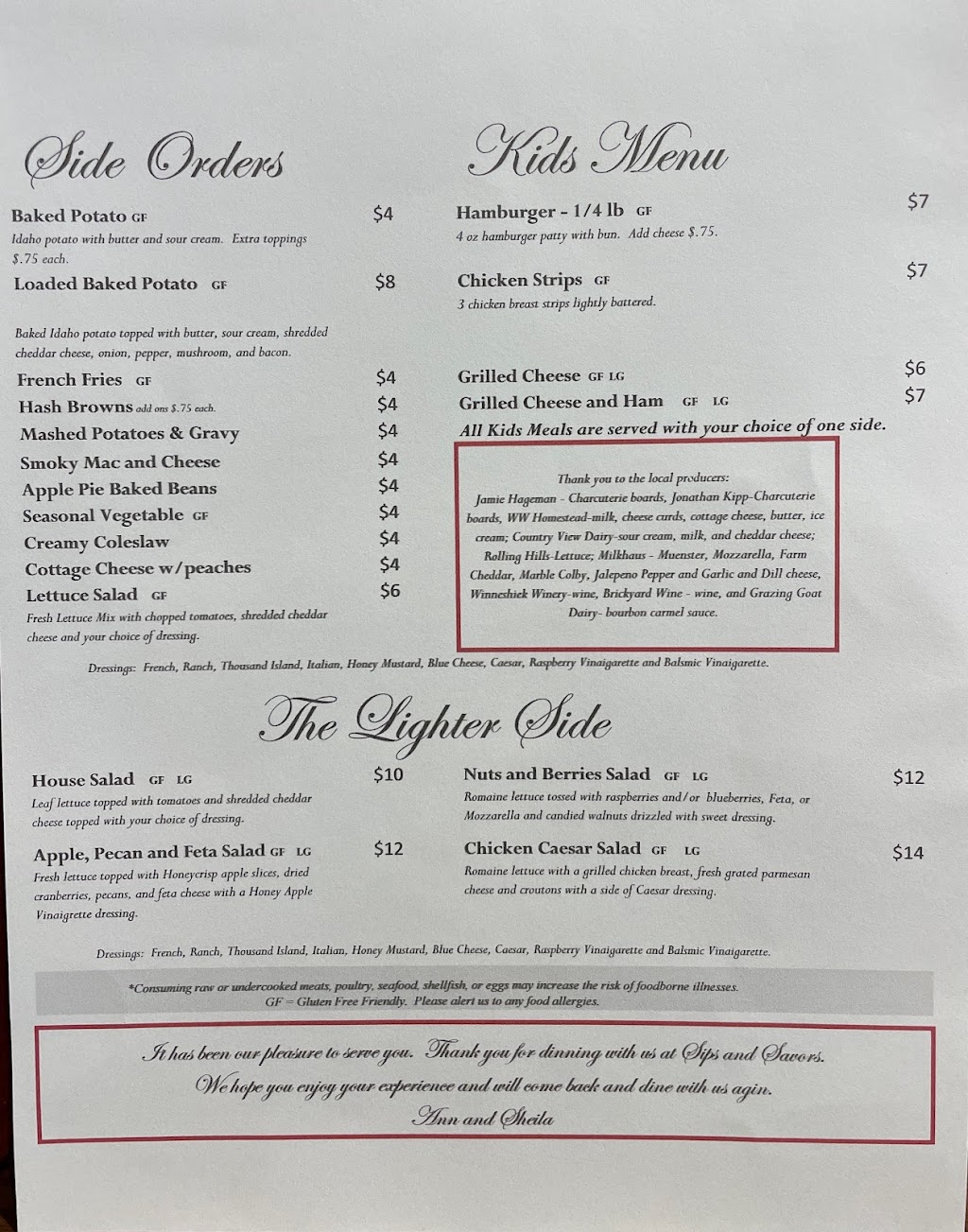 Sips & Savors | restaurant | 104 W Main St, St Lucas, IA 52166, USA | 5637783291 OR +1 563-778-3291