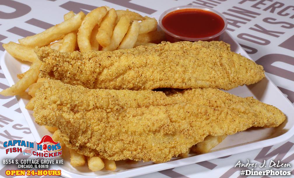 Captain Hooks Fish & Chicken | restaurant | 8554 S Cottage Grove Ave, Chicago, IL 60619, USA | 7734834600 OR +1 773-483-4600