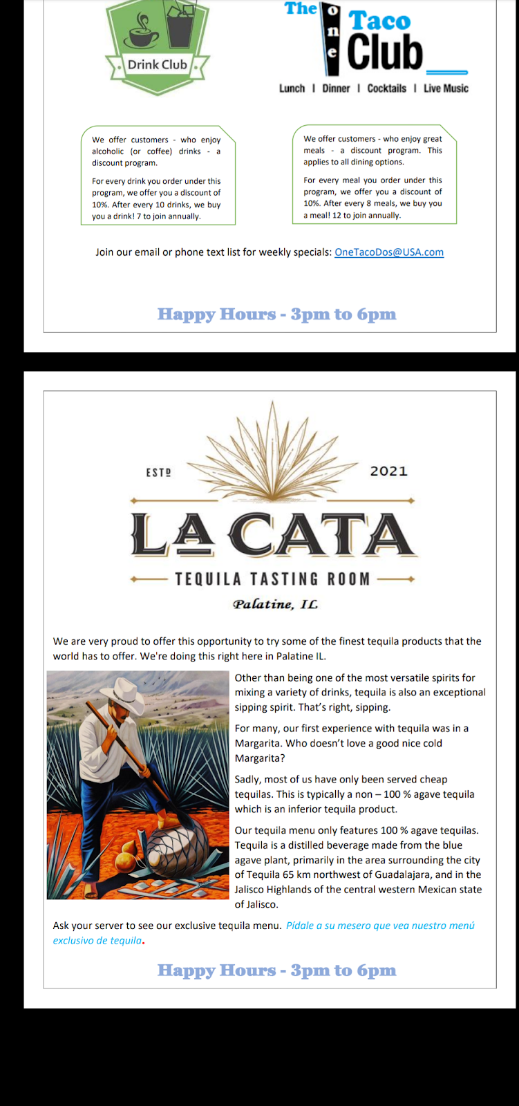 One Taco Dos Tequilas | restaurant | 375 W Northwest Hwy, Palatine, IL 60067, USA | 8474857166 OR +1 847-485-7166