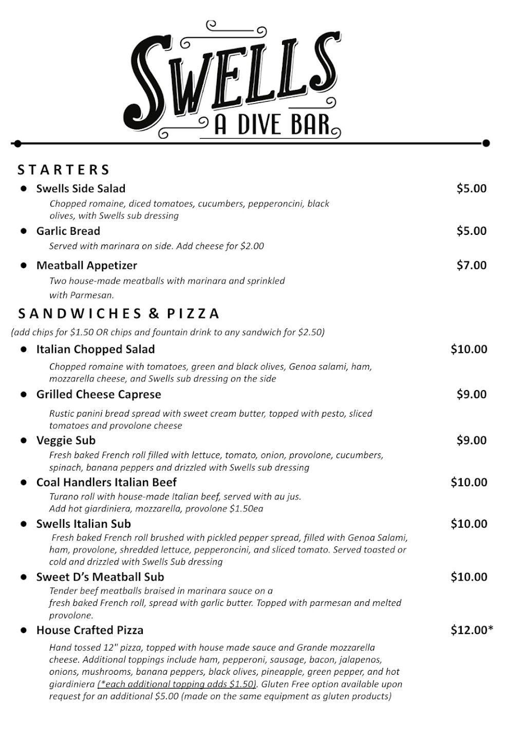 Swells a Dive Bar | restaurant | between Karwick and Moore Rd, 3201 US-12, Michigan City, IN 46360, USA | 2192437957 OR +1 219-243-7957