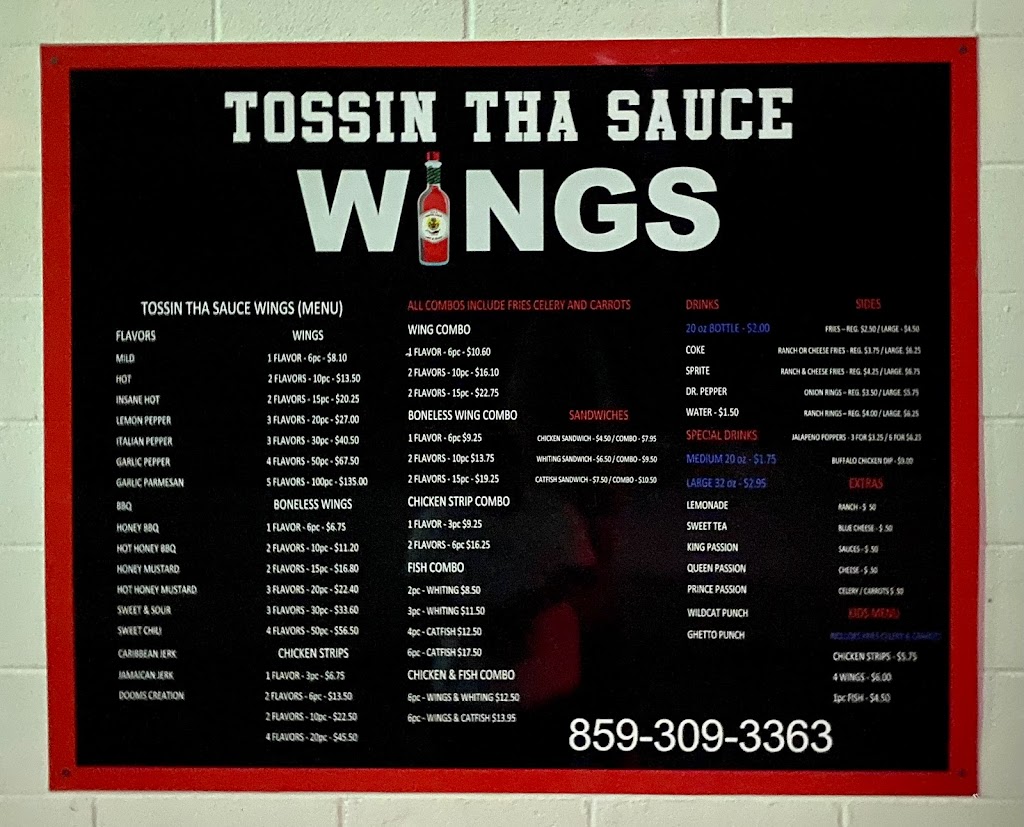Tossin Tha Sauce Wings LLC | restaurant | 3094 Richmond Rd Suite 180, Lexington, KY 40509, USA | 8593093363 OR +1 859-309-3363