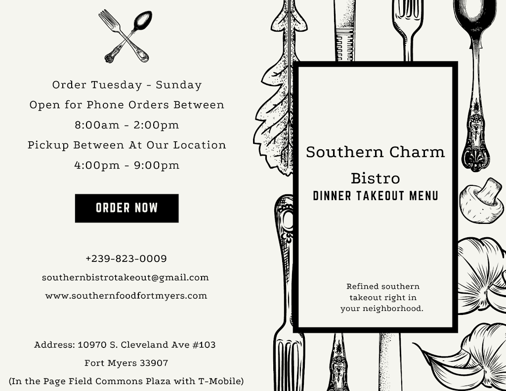 Southern Charm Bakery & Dinner Take Out | restaurant | 10970 S Cleveland Ave Suite, Fort Myers, FL 33907, USA | 9416818516 OR +1 941-681-8516