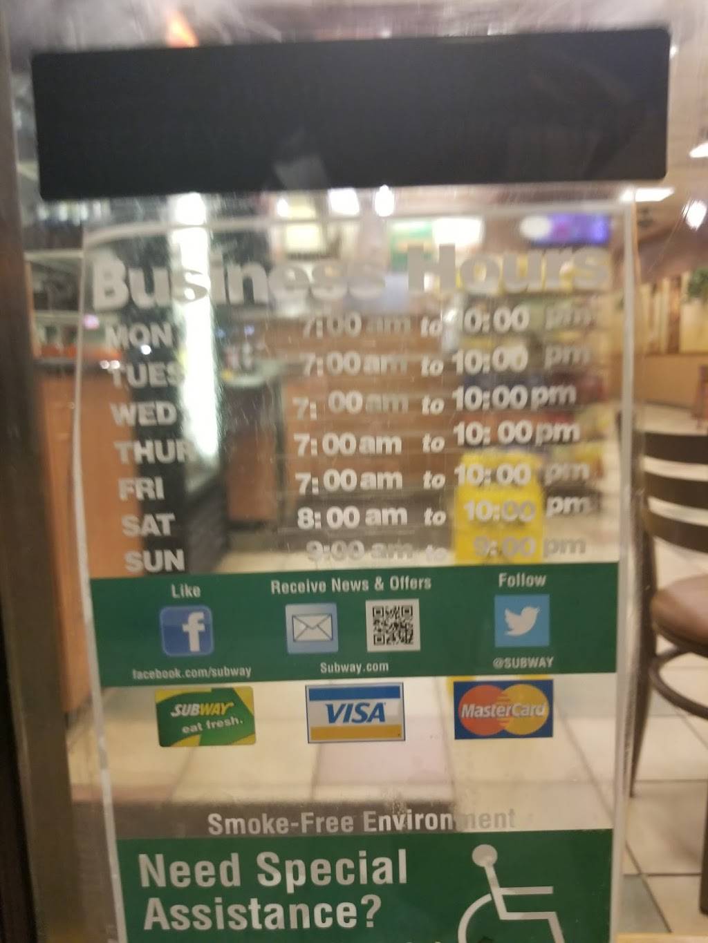 Subway Restaurants | restaurant | Oak Grove Center, 23070 Oakgrove Rd Unit 155, Sterling, VA 20166, USA | 7034373027 OR +1 703-437-3027