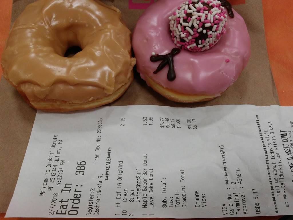 Dunkin | bakery | 366 Centre St, Quincy, MA 02169, USA | 6173764764 OR +1 617-376-4764