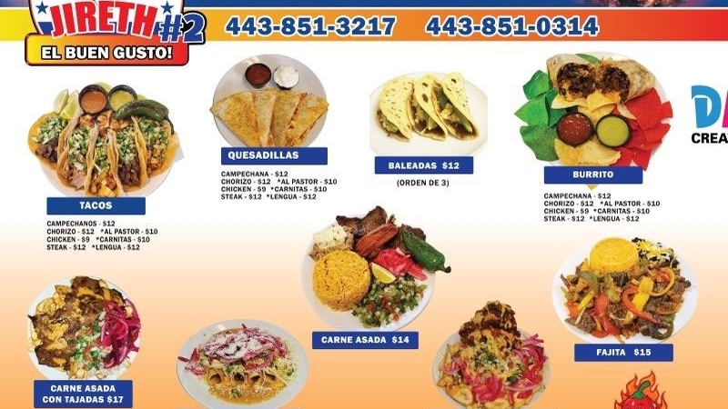 JIRETH EL BUEN GUSTO 2 | restaurant | 6315 Washington Blvd, Elkridge, MD 21075, USA | 4438510314 OR +1 443-851-0314