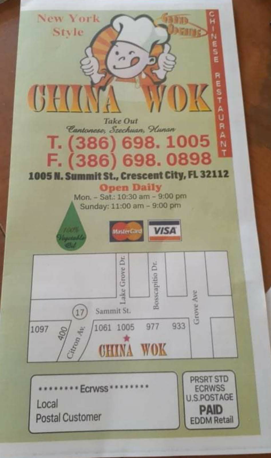 China Wok | restaurant | 1005 Summit St, Crescent City, FL 32112, USA | 3866981005 OR +1 386-698-1005