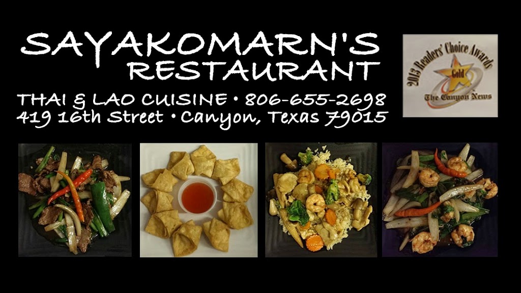 Sayakomarns Restaurant | restaurant | 421 16th St, Canyon, TX 79015, USA | 8066552698 OR +1 806-655-2698