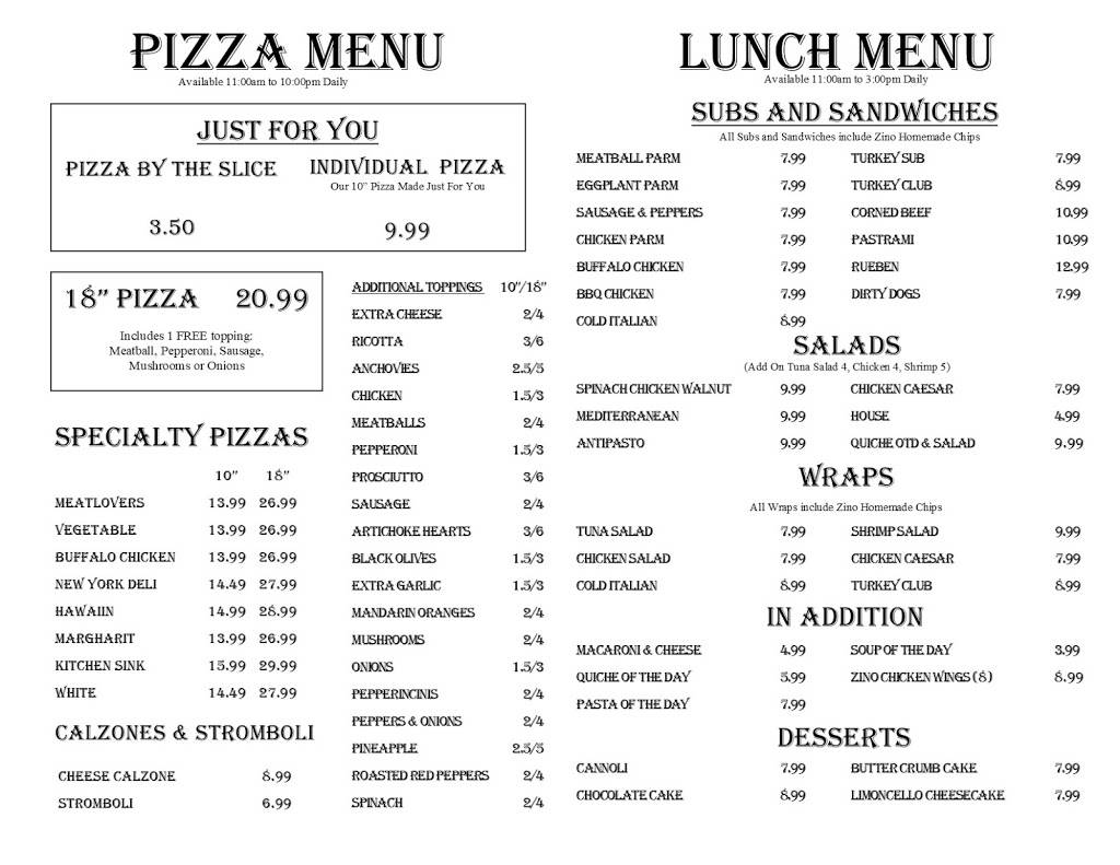 Zino Pizza & Food Emporium | meal takeaway | 20041 S Tamiami Trail # 18, Estero, FL 33928, USA | 2399489466 OR +1 239-948-9466