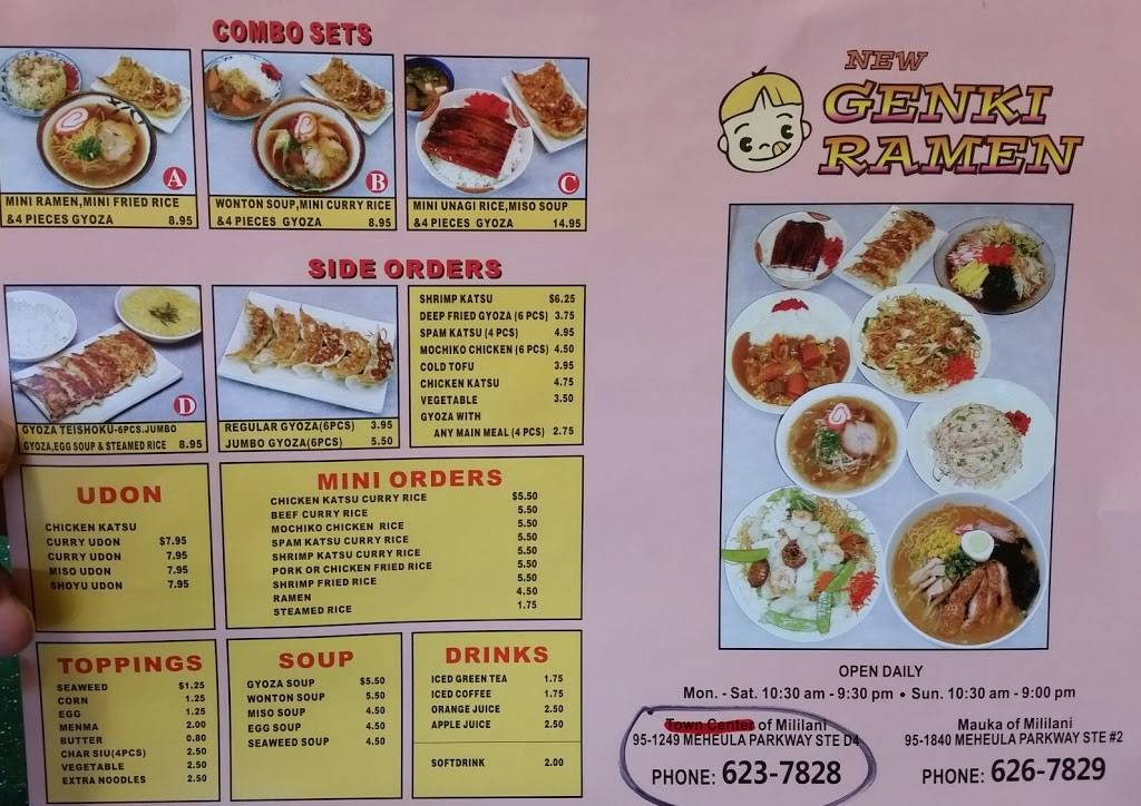 New Genki Ramen | restaurant | 95-1249 Meheula Pkwy # 155, Mililani, HI 96789, USA | 8086237828 OR +1 808-623-7828