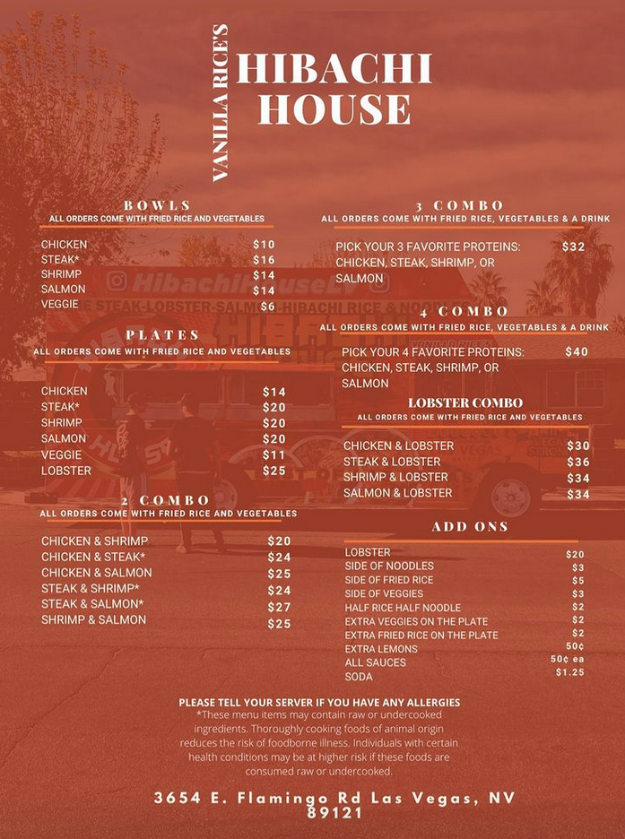 Hibachi House LV | restaurant | 3654 E Flamingo Rd, Las Vegas, NV 89121, USA | 7025761686 OR +1 702-576-1686