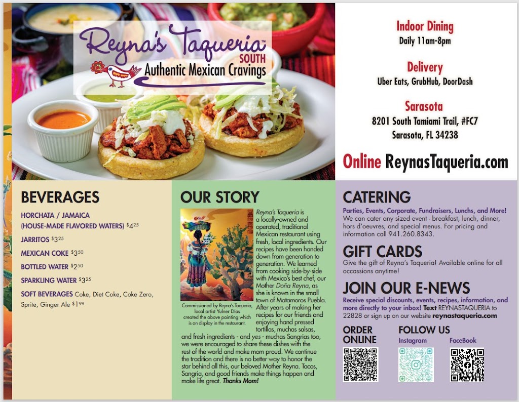 Reynas Taqueria South | restaurant | Located in Food Court next to AMC Movie Theater, 8201 S Tamiami Trail FC7, Sarasota, FL 34238, USA | 9412714624 OR +1 941-271-4624